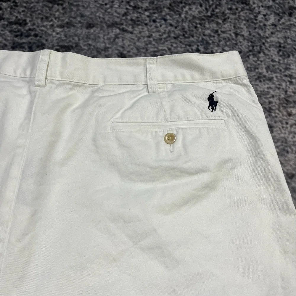 Vintage Polo‎ Ralph Lauren Tyler Shorts Mens 42 White  Big Chino Plated Classic